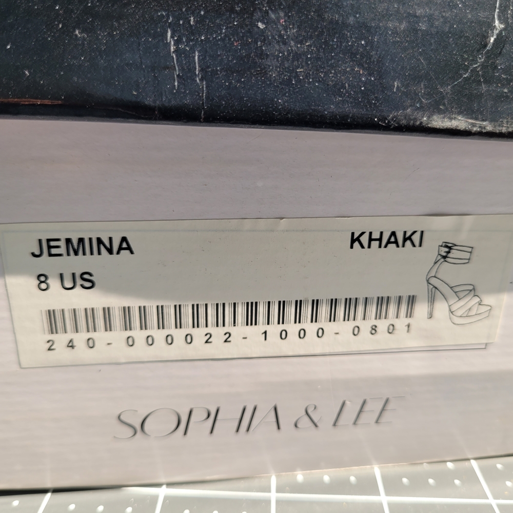 Sophia & Lee Olive Heeled Shoes with Interlaced Straps - Picture 11 of 11